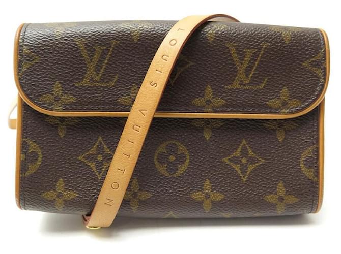 BORSA A POCHETTE LOUIS VUITTON FLORENTINE M51855 CINTURA IN TELA CON POCHETTE MONOGRAM Marrone  ref.491450