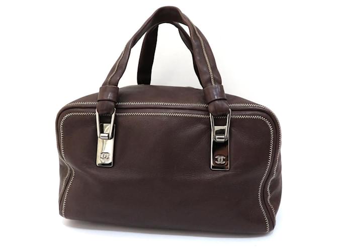 Used] Chanel leather Mini Boston bag Brown ref.491593 - Joli Closet