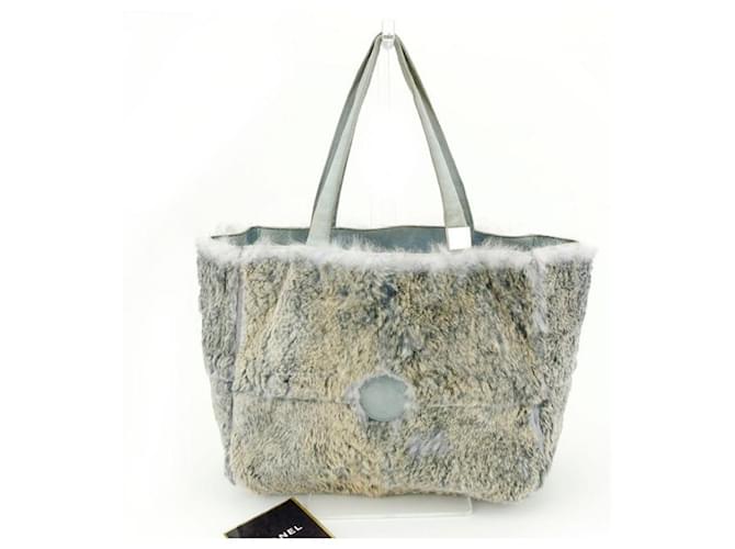 [Usato] Borsa tote Chanel sul retro con mini pochette Coco mark beige x grigio x blu  ref.491596