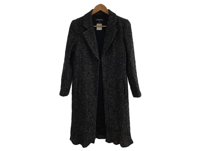 CHANEL Tweed coat / 36 / Wool / Navy Navy blue  ref.491616