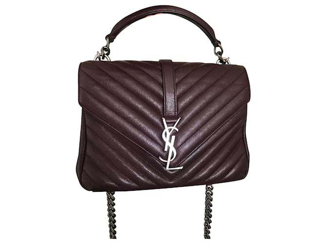 Loulou Yves Saint Laurent Mittelgroße College-Tasche Dunkelrote Pflaume Bordeaux Leinwand  ref.492002