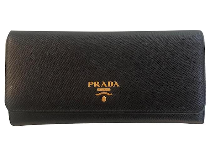 Prada wallet in black leather  ref.492177