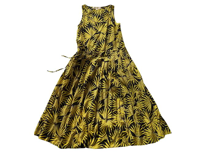 Vestido de praia Diane Von Furstenberg Preto Amarelo Seda Algodão  ref.492179