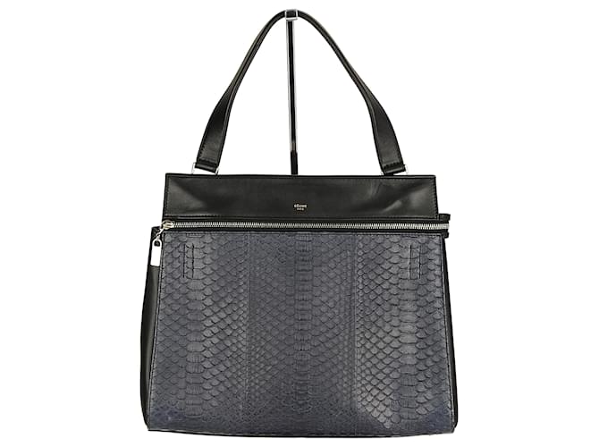 Céline Celine Edge handbag in python Black Blue Leather Exotic leather  ref.492236