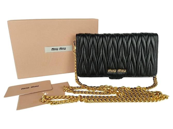 Miu Miu I-phone case in leather with shoulder strap Black ref