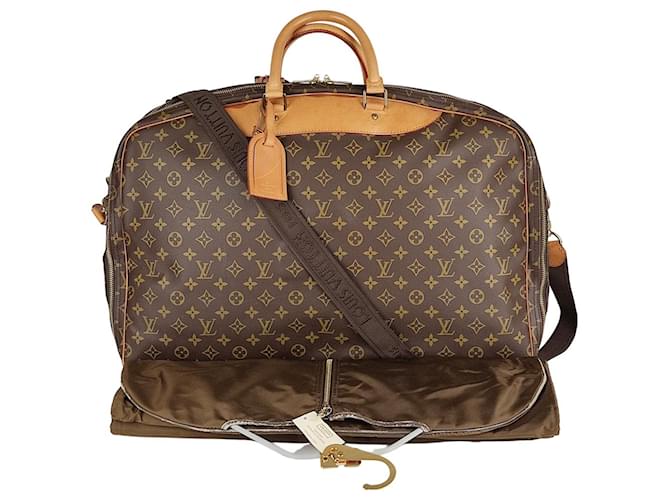 Louis Vuitton Alize travel bag with shoulder strap Brown Cloth  ref.492326