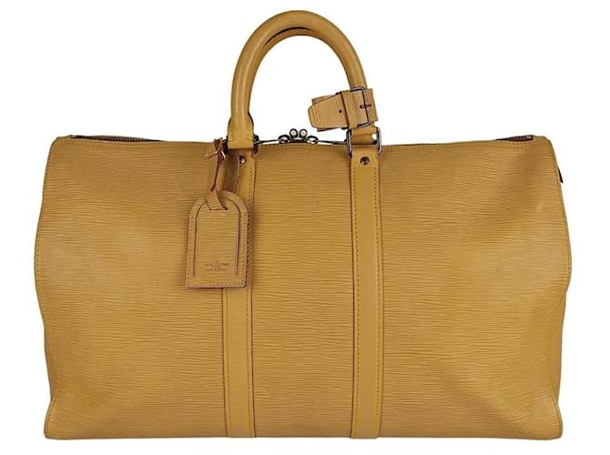 Louis Vuitton Keepall travel bag 45 épi Beige Leather ref.492330
