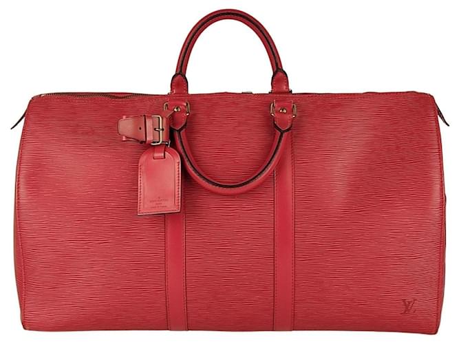 Bolsa de viaje de Louis Vuitton Keepall 50 epi rojo Roja Cuero  ref.492332