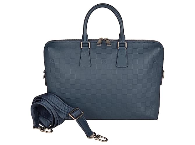 Louis Vuitton borsa porta documenti Jour Damier Glace Infini Blu Pelle  ref.492338