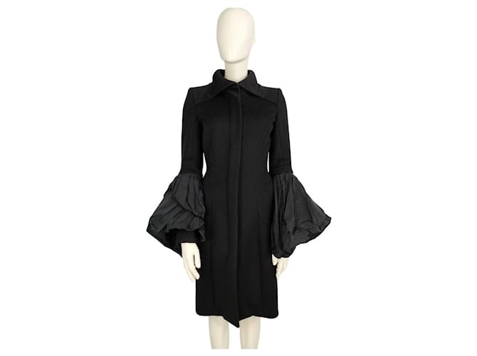 Abrigo de lana y cachemir de Louis Vuitton Negro Cachemira  ref.492340