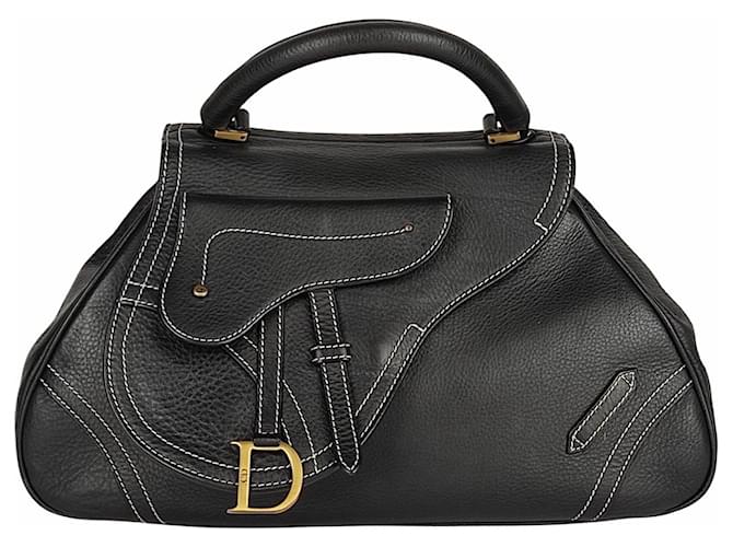 Christian Dior Saddle handbag Black Leather  ref.492341