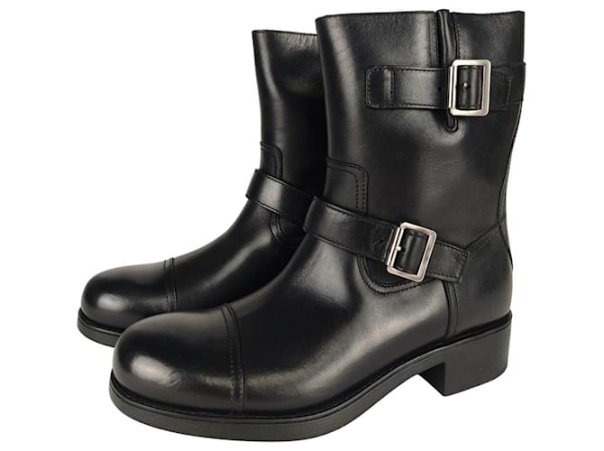 Vitello Prada Rodeo leather boots Black  ref.492409