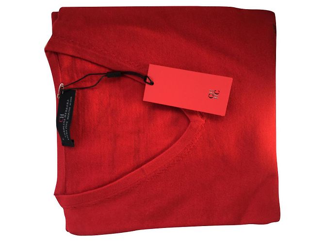 Carolina Herrera Sehr feiner Pullover mit V-Ausschnitt Rot