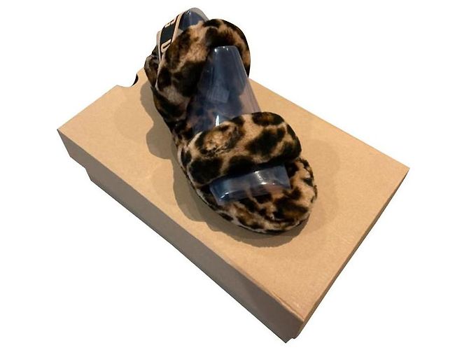 Ugg Oh Yeah Panther Print Slippers Black Light brown Dark brown