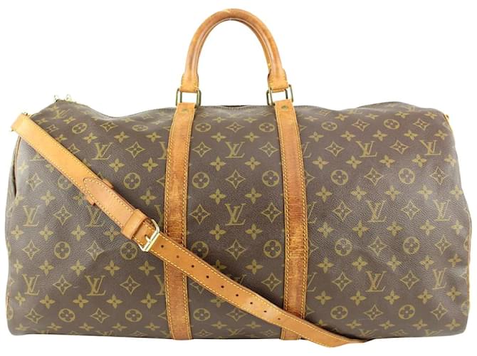 Louis Vuitton Monogram Keepall Bandouliere 55 Duffle Bag with Strap Leather  ref.492504