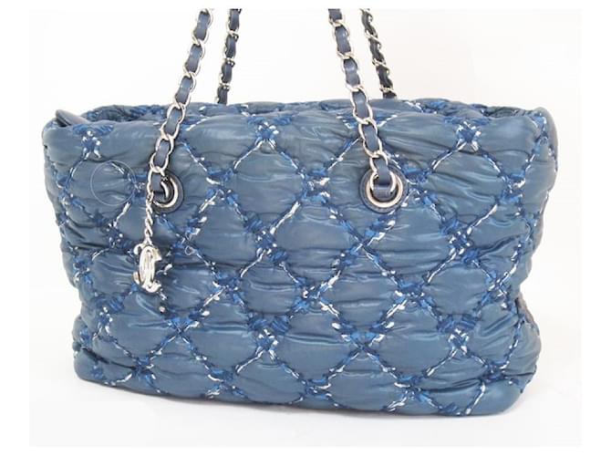 Used] CHANEL CHANEL Paris Byzans Shoulder Bag Chain Shoulder Bag Blue Nylon  Silvery Grey ref.492605 - Joli Closet