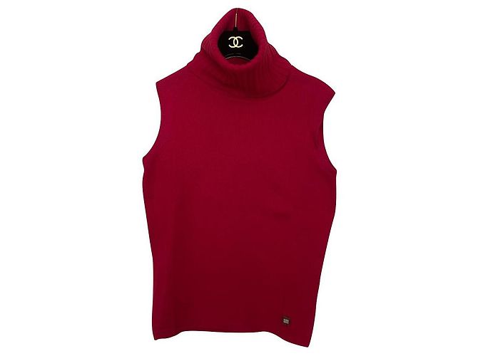 Pull Chanel en cachemire rose manches américaines