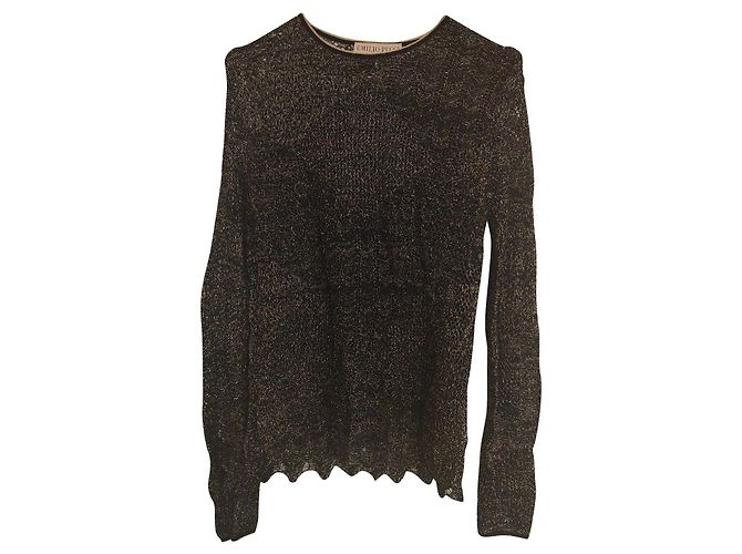 Suéter Emilio Pucci Preto e Dourado de Seda e Lã