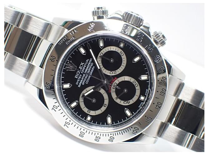 ROLEX Daytona Edelstahl schwarz 116520 Z-Serie Herren  ref.493047