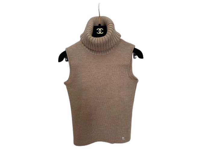 Chanel Strickpullover aus Wolle in Braun 