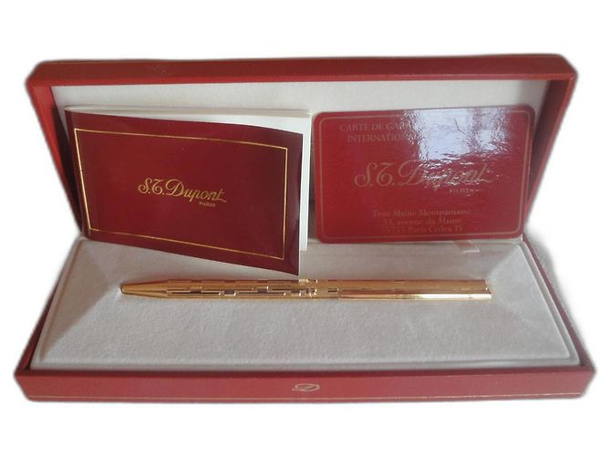 St Dupont stylo bille avec agrafe - Bijouterie dorée