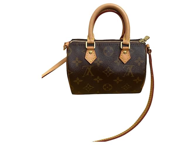 Louis Vuitton Speedy nano Brown Leather  ref.493211