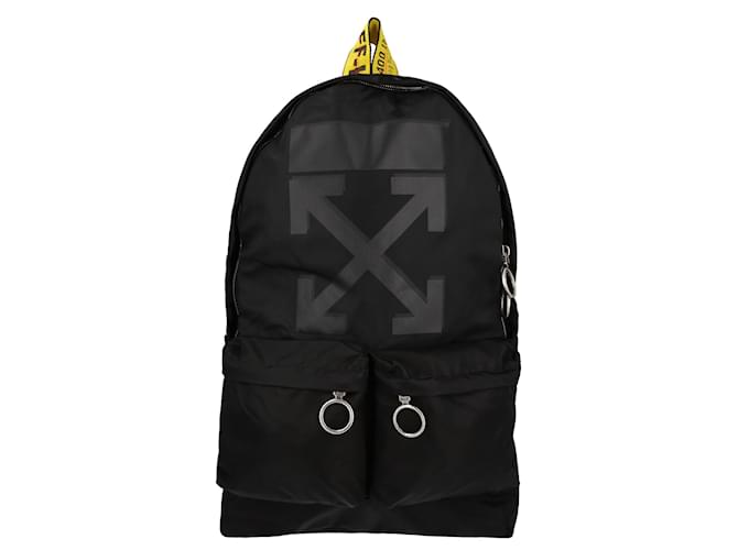 OFF-WHITE: Off White nylon backpack with logo - Black