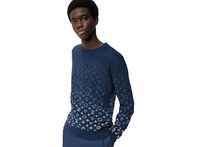 Louis Vuitton 2022 LV Monogram Pullover - Blue Sweaters, Clothing