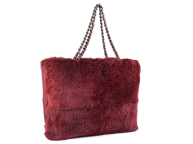 [Usado] [CHANEL] Chanel Chain Tote Rabbit Fur Bordeaux Ladies Tote Bag Piel Conejo  ref.493510