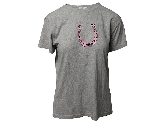 Camiseta de algodón gris con estampado de herradura de Bella Freud