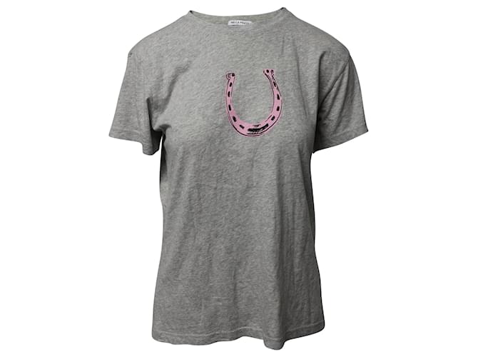 Bella Freud bedrucktes Hufeisen-T-Shirt aus grauer Baumwolle  ref.493650