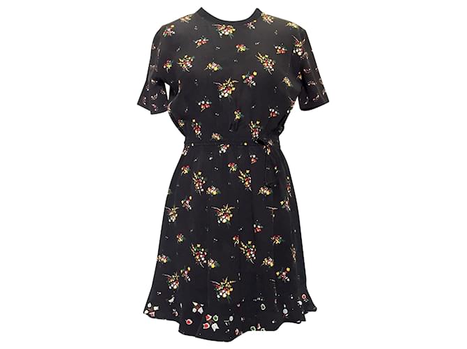 Schwarzes Kleid von Louis Vuitton mit Blumendruck  ref.493661