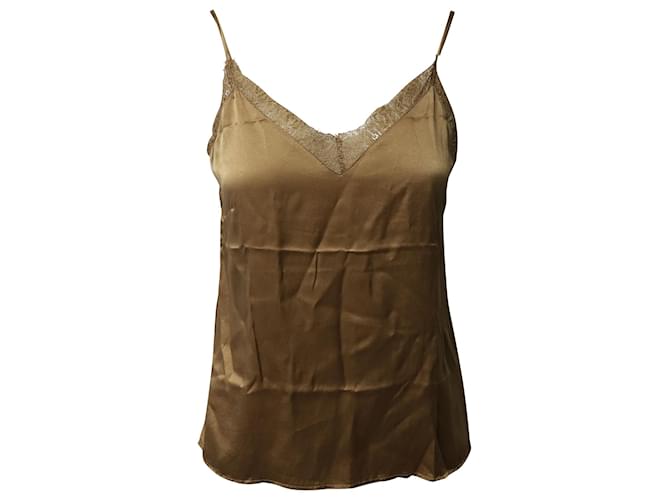 Anine Bing Remi Lace Trimmed Camisole in Brown Silk ref.493679