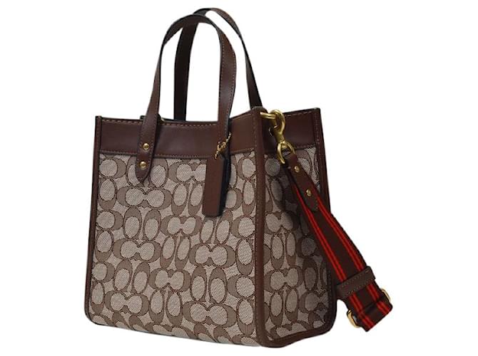 Coach Borsa da campo in tela beige Marrone  ref.493711