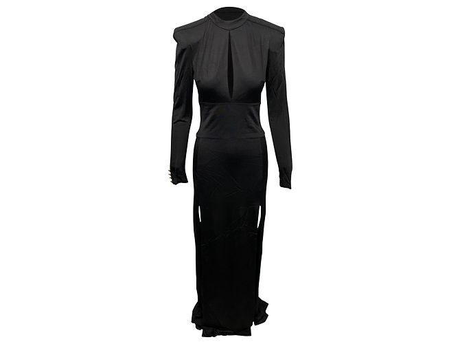 Balmain Cut Out Kleid mit Seitenschlitz in schwarzer Viskose