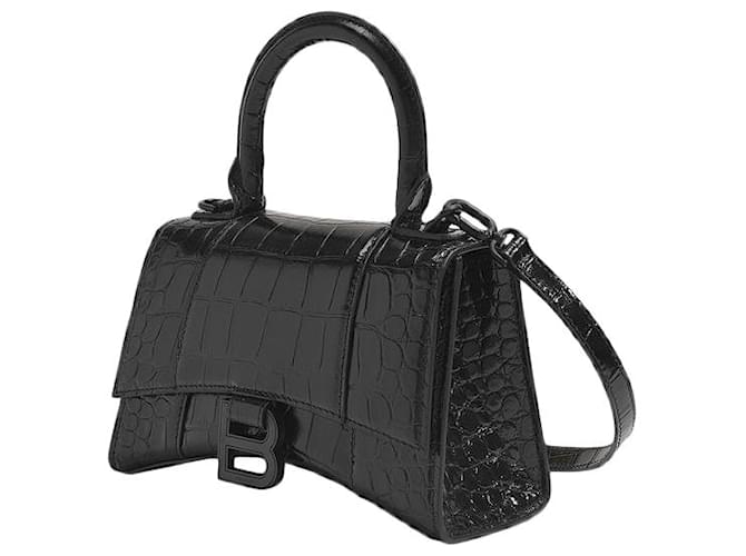 Hourglass Xs Bag - Balenciaga -  Black - Leather Pony-style calfskin  ref.493762