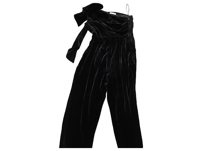 Ulla Johnson Tess One Shoulder Jumpsuit in Black Velvet Viscose Cellulose fibre  ref.493799