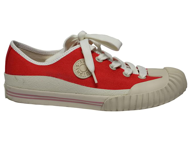 Autre Marque Acne Studios Logo Patch Sneakers in Red Cotton  ref.493805