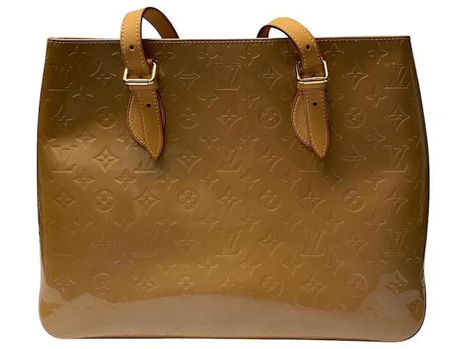 Louis Vuitton Monogram Vernis Brentwood Bag in Beige Calf Leather