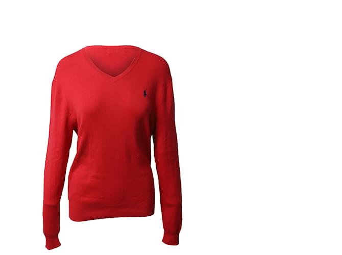 Polo Ralph Lauren Polo by Ralph Lauren Pony-Embroidered Sweater in Red Cotton Wool  ref.493817