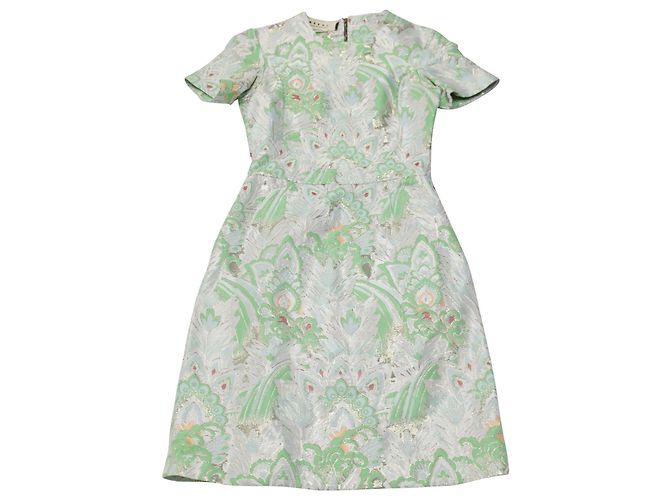 Edición de invierno de Marni 2012 Minivestido brocado en poliéster verde