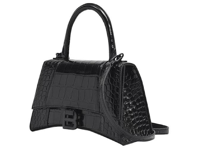 Hourglass S Bag - Balenciaga -  Black - Leather Pony-style calfskin  ref.493878
