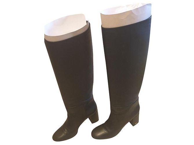 Tory Burch Black Leather Knee High Boots