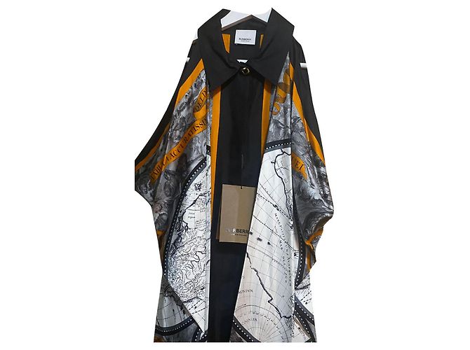 Burberry Seidentop Schwarz Orange Bunt Mehrfarben