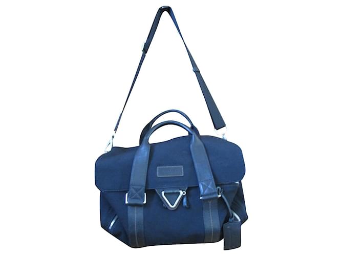 Lancel Black canvas and leather travel bag. Cloth  ref.494217