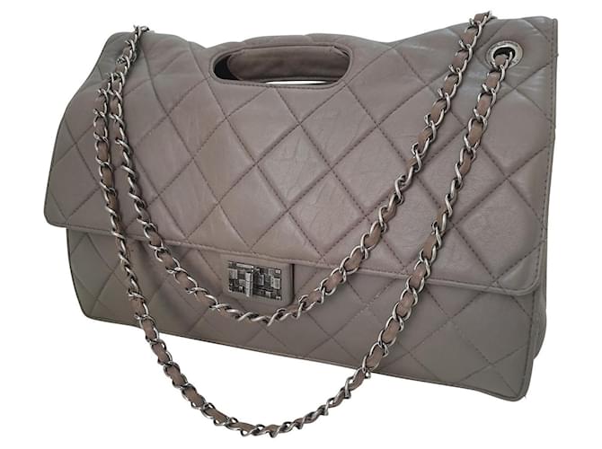 Chanel 2.55 Reissue Grey Leather  ref.494238