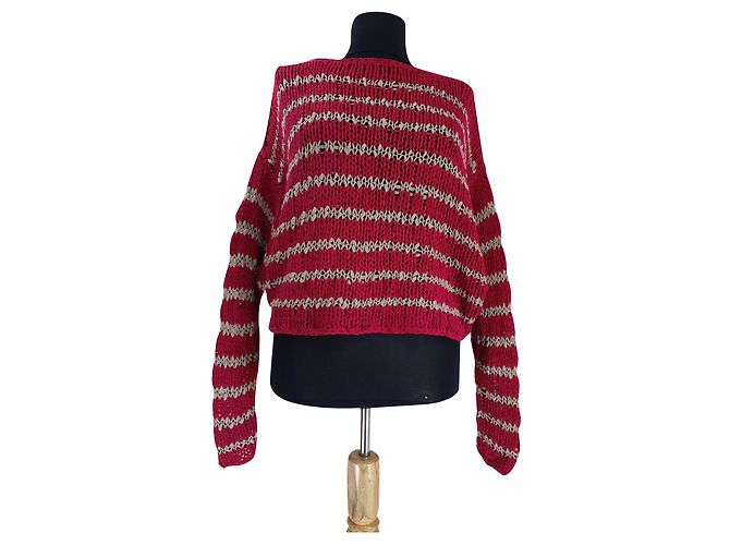 Free People Roter Baumwollpullover