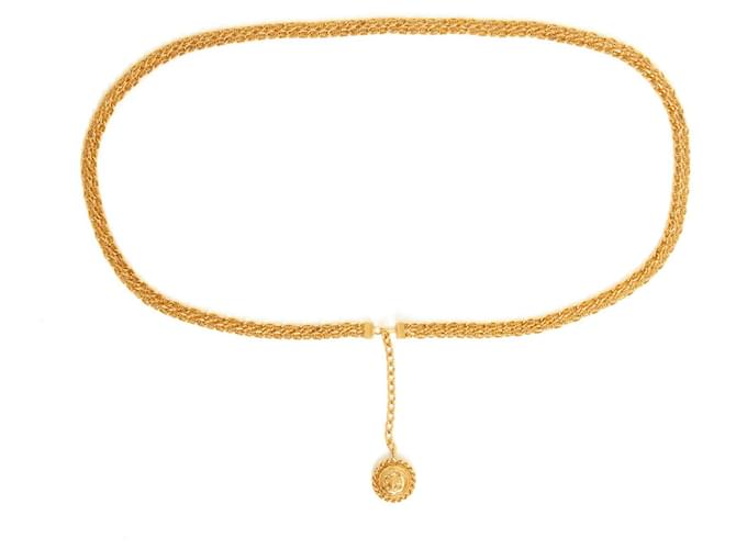 Chanel T80 CATENA foderata intrecciata D'oro Metallo  ref.494333
