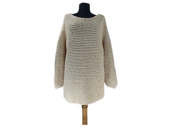 Marc Cain Langer Baumwollpullover Weiß 