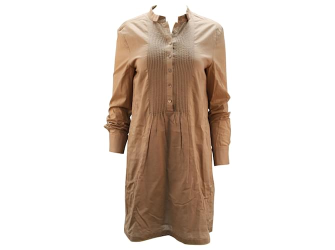 Joseph Long Sleeve Knee Length Dress in Brown Cotton  ref.494363